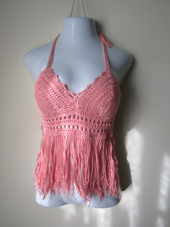 Fringe halter top FESTIVAL CLOTHING Crochet by Elegantcrochets