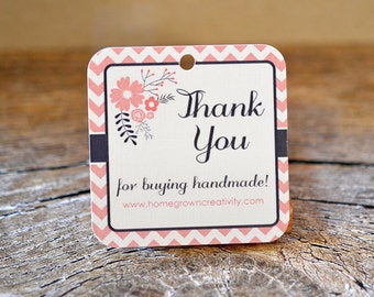 Chevrons Flowers Custom Thank You Tags Persoanlized Price Tags