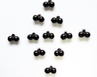 Supplies - Celluloid black ball plastic button lot of 11, vintage button lot, celluloid buttons