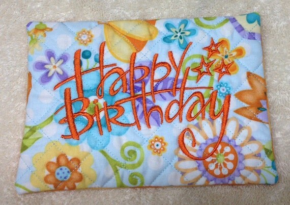 Happy Birthday Quilted Mug Rug by vschwam on Etsy