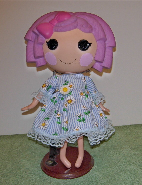 Large LaLaLoopsy blue and white stripe dress trimmed in blue