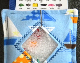 I Spy Bag - Mini with SEWN Word List and Detachable PICTURE LIST- Sailboats