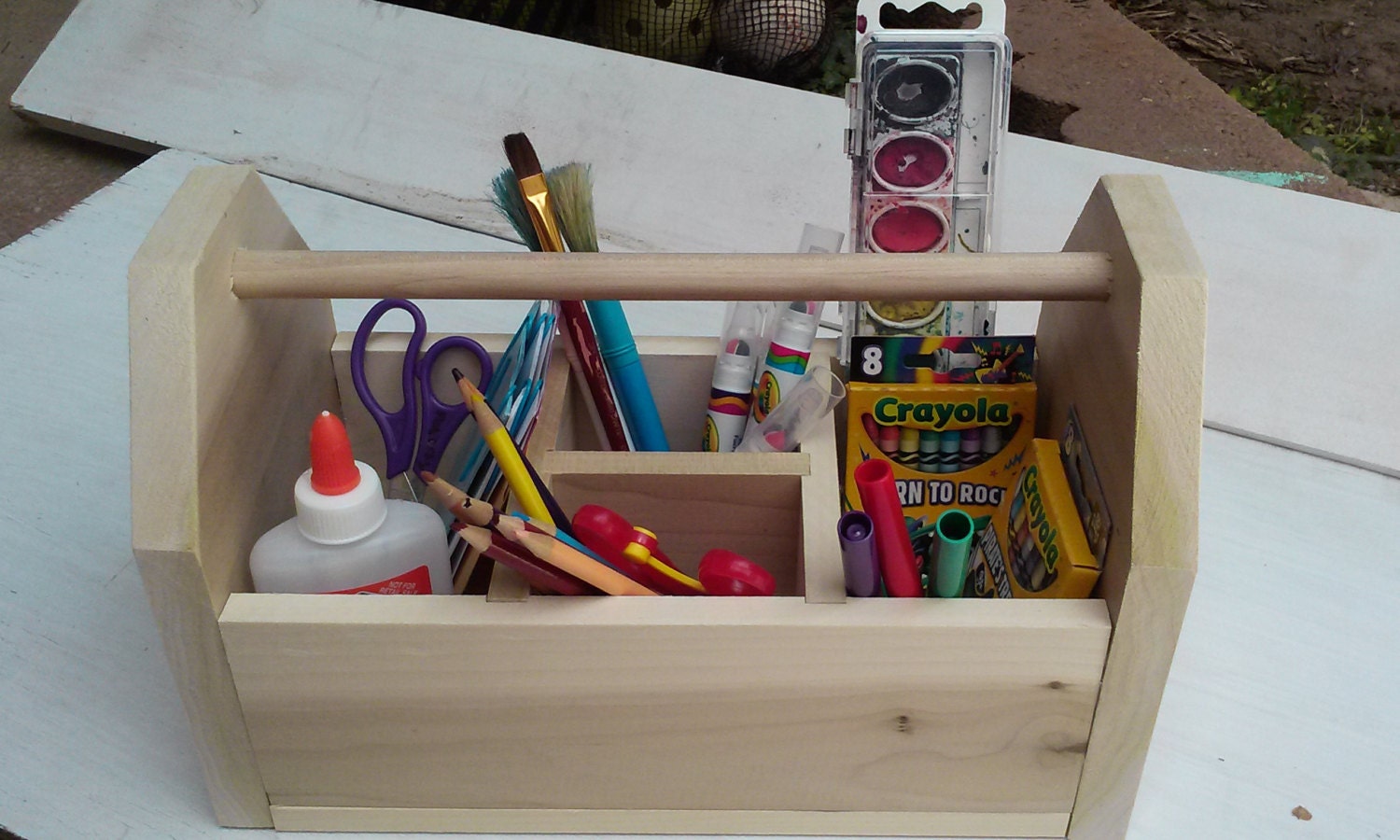 wooden toy caddy