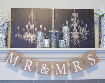 Mr.and Mrs.Wedding Signs, Wedding Garland Banner, Anniversary party, MR & MRS banner, Photo prop, rustic barn country Wedding, banners