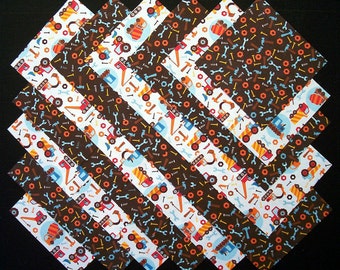 TRUCKS and TOOLS 100% cotton prewashed 5 inch Quilt Block Fabric Squares (E/105B)
