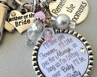 MOTHER of the BRIDE gift PERSONALIZED keychain best by buttonit