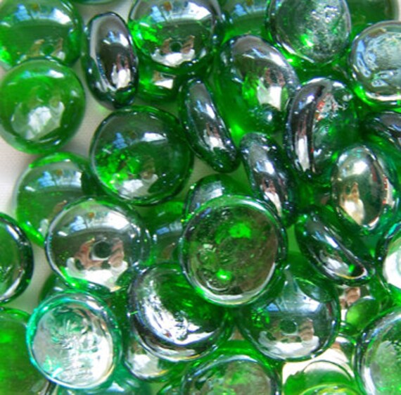 50 Green Iridescent Mini Glass gems Floral Vase Fillers