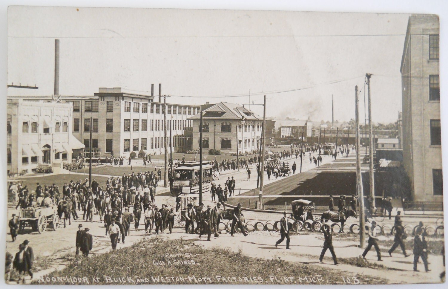 Vintage RPPC Postcard Flint Michigan Buick and Weston Mott