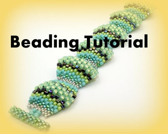 Beading Tutorial, Seed Bead bracelet Pattern Flat Cellini Spiral, Peyote stitch Bracelet tutorial, Instant Download, ENGLISH only