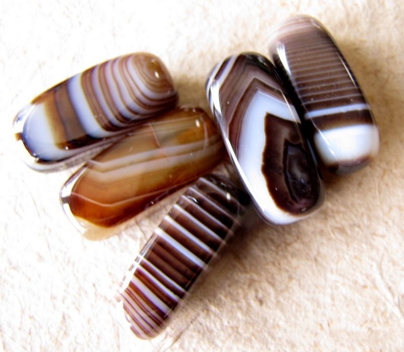 5 1 Inch Brown Banded Agate Striped Stone by BritzBeadsSupply
