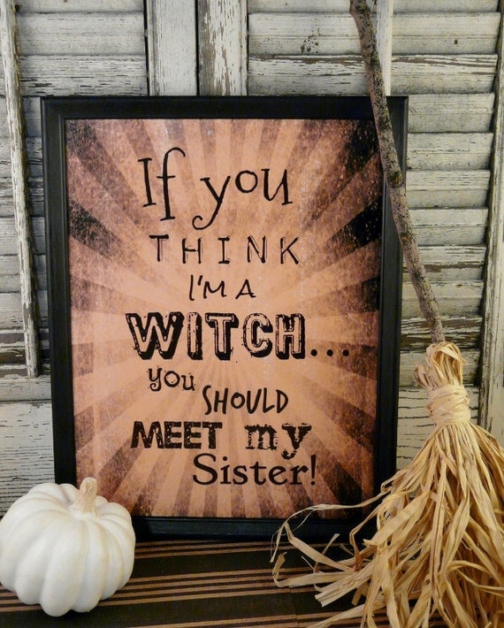 Items similar to Halloween Witch Sister sign digital pdf - beige