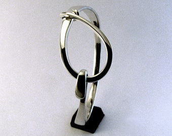 Sterling Silver Cuff Bracelet, Large Loop Latch