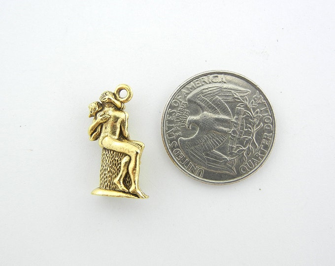 Gold-tone Pewter Charm of Rodin's Sculpture, The Kiss