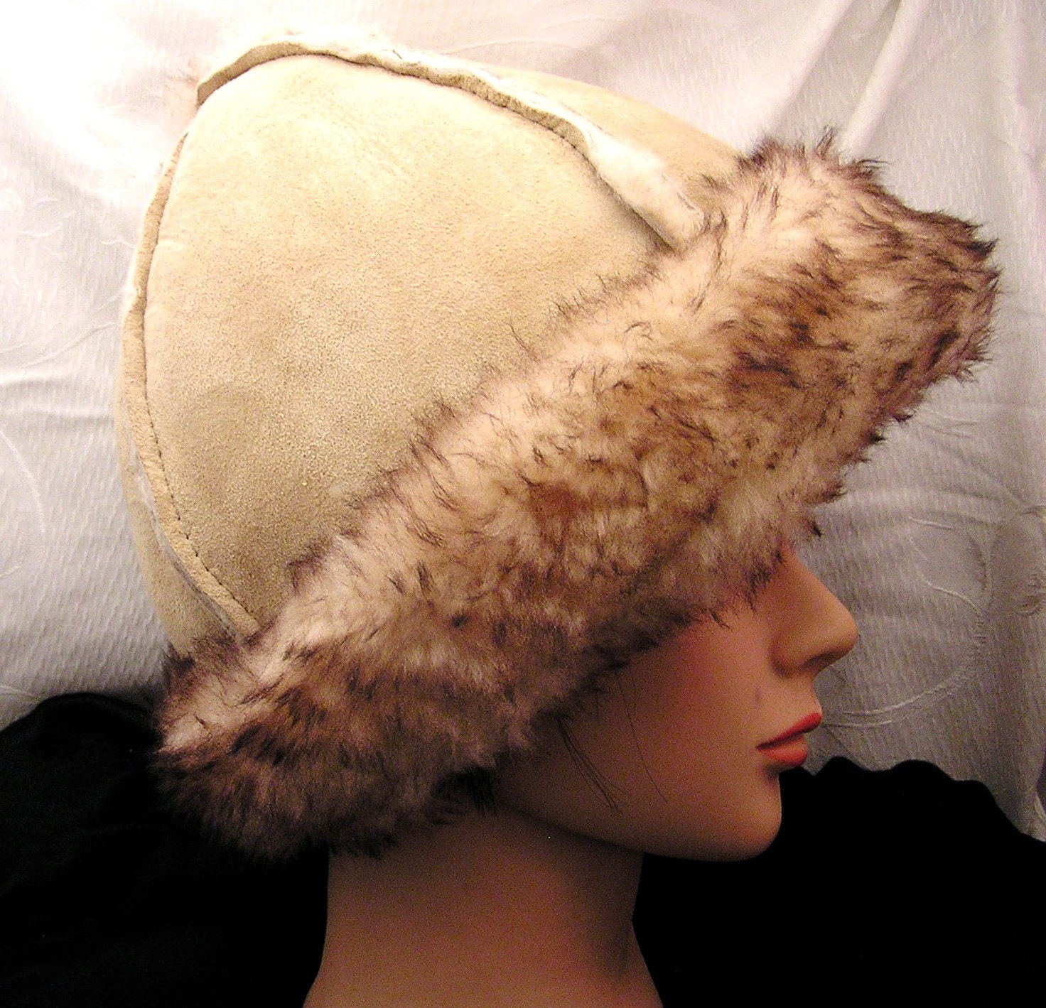 Vintage Sheep Skin And Wool Hat Small Size