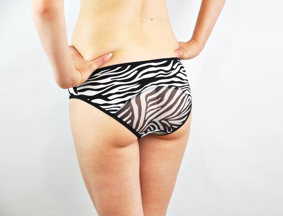 Zebra Print Panties With See Thru Mesh Back Panel