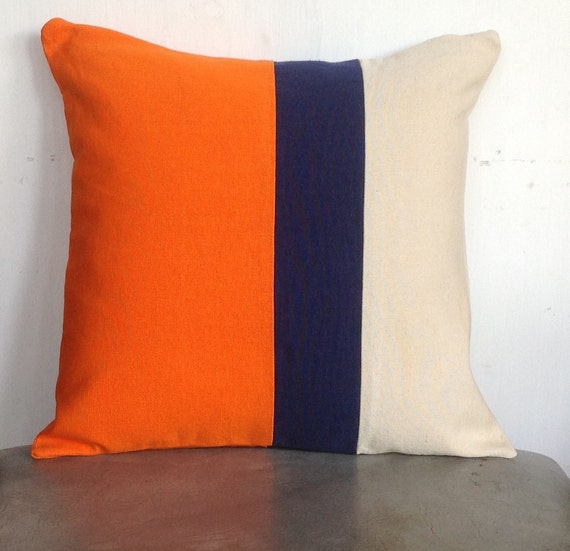 Orange Pillow Cover Navy Pillows Custom Color by Snazzyliving