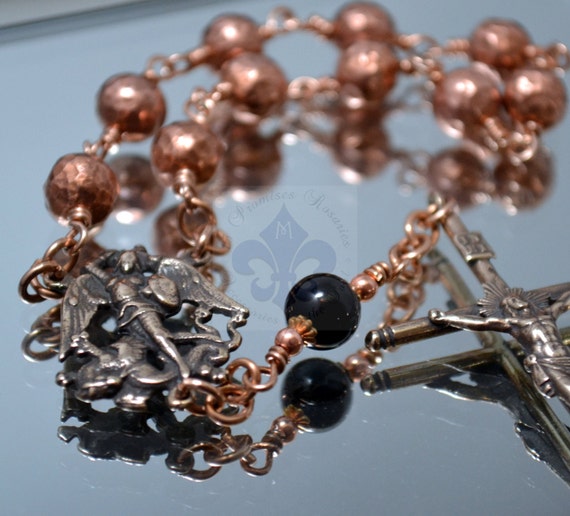 Hand Forged Solid Copper and Bronze St. Michael Pocket Rosary