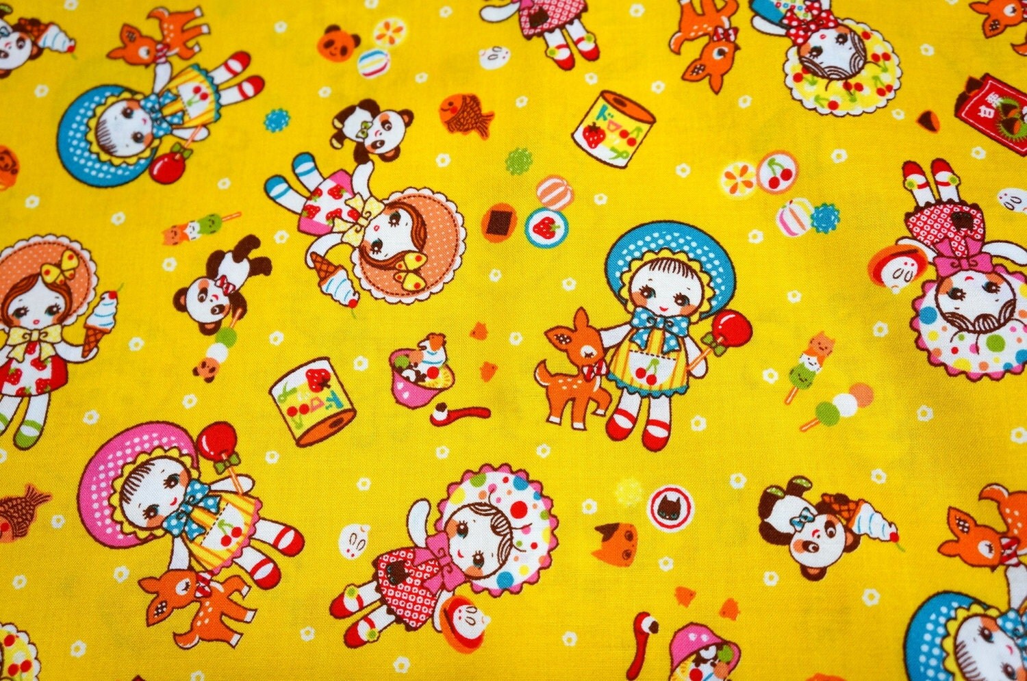 Retro Style Japanese fabric Little girl doll print 50 cm by