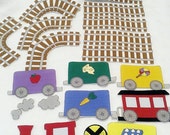 Christmas in July Sale Train railroad- flannel shapes set 21 pieces felt shapes for flannel boards or felt boards Educational homeschool Il_170x135
