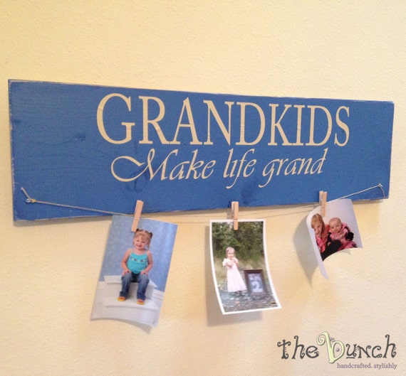 Items similar to Grandkids make life grand Photo Holder Wall Hanging on ...