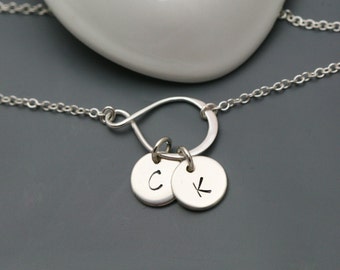 Infinity Initial Bracelet in Sterling Silver - Personalized Bracelet, Infinity Bracelet