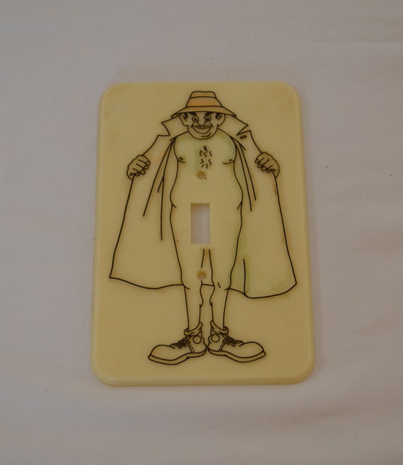 Vintage FLASHER Light Switch Cover naked man from 1976.