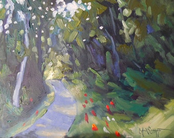 Small Landscape Painting, Daily Painting, Small Oil Painting, "Entering Light", 6x8" Oil, Painting on Sale, Reduced from 110.