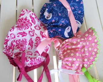 Baby Sun Bonnet pdf pattern and tutorial sizes 3, 6 and 9, months Instant e-file download