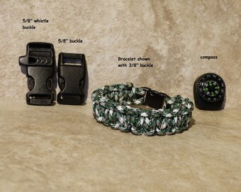 Kelly Green Camo Paracord Bracelet Survival 550 para cord compass Mens Boys Childs Hiking Backpacking Camping Gear Accessories