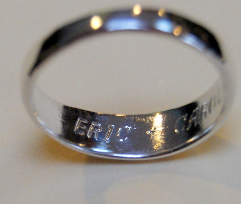 Engraving on Rings by Lstella Sterling lettering inside ring