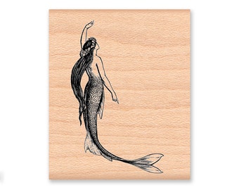 MERMAID RUBBER STAMP Ocean Sea Mermaid Beach stamp Vintage Rustic Sailing Sailor Lighthouse goodbye wood mounted stamp(34-39sm) (39-13lg )