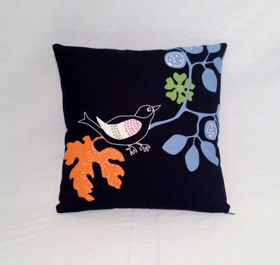 Items similar to Pillow Ikea Birds in Black,Orange,Blue,Green & Pink on Etsy