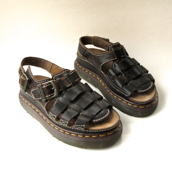 Doc Martens vintage Dark Brown Leather Chunky Sandals / Made