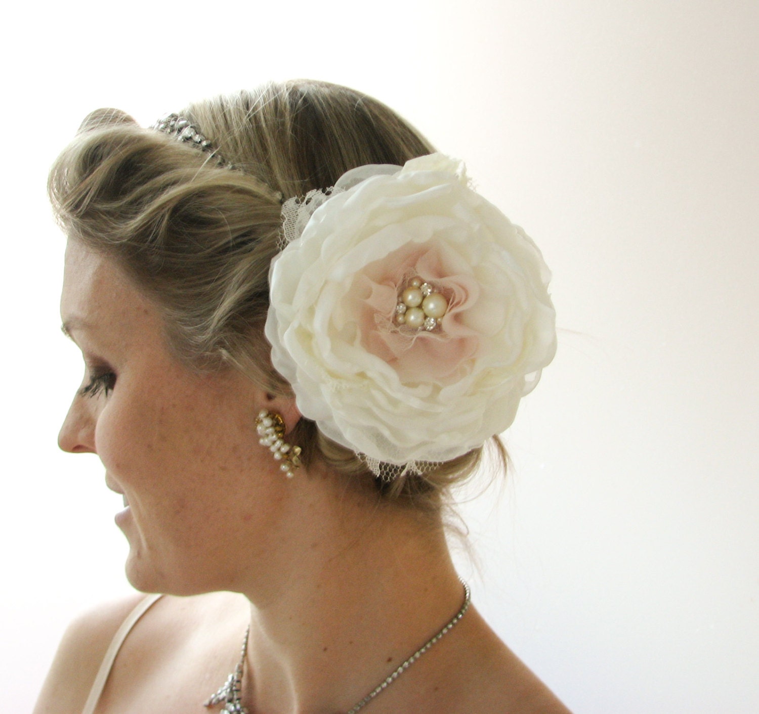 Bridal Silk Flower hair clip or sash pin Wedding hair by Cultivar