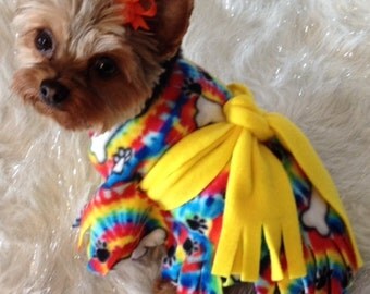 TYE DYE Groovy Pet Poncho / Dog Clothes & BOW