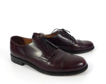Burgundy Oxford Shoes Leather Vintage 1980s Men's Cole Haan size 8 1/2 D
