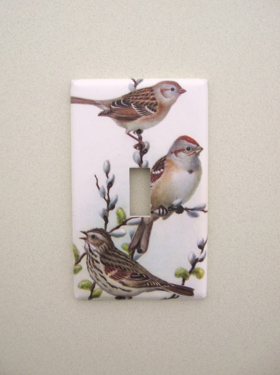 Single 3 Birds with Pussy Willows light switch cover switch plate