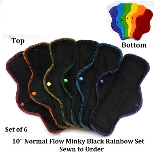 Black Rainbow<br> Set of 6, 10" Normal Flow Pads Black Rainbow<br> Set of 6, 10" Normal Flow Pads