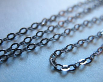 Shop Sale..3 feet, Oxidized Silver Chain, 15-40% less, 925 Sterling Silver Flat Cable, 2x1.5 mm, wholesale delicate dainty, SS..S88..ox t