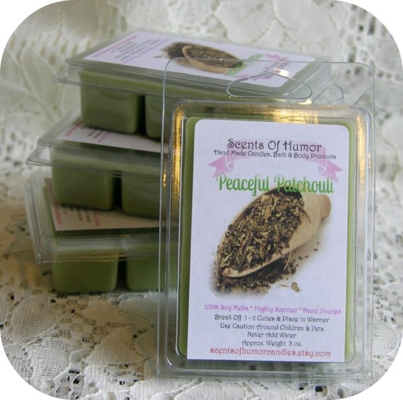 PEACEFUL PATCHOULI Scented Soy Wax Melts by SCENTSOFHUMORCANDLES