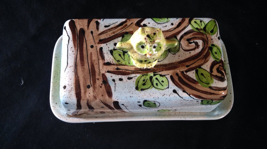 Owl double butter dish.... European style