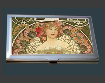 Business Card Case - Champagne Printer Publisher by Alphonse Mucha
