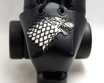 Leather Skate Toe Guards with the Dire Wolf