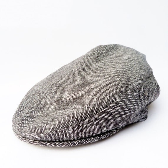 Mens Flat cap Contemporary Black/Grey Italian Tweed