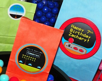 Kids Video Game Party Favor Goody Bags w/Sticker Seals. Video Game Birthday. Arcade Party. Video Game Favor Bags. Gamer Goody Bag. 10 Count