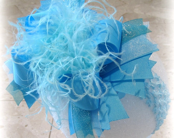 Frozen hair Bow, Mystic Over the Top Hairbow, Frozen hairbow, Blue OTT Bow, Large Hair Bow, Large Hairbows, Girls Hair Bow, Boutique Hairbow