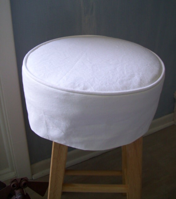 Bar Stool Covers with Cushion White Canvas Washable Slipcover