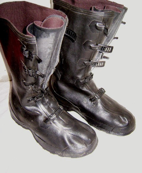 Vintage Rubber Boots Over Shoes Galoshes black rubber w/