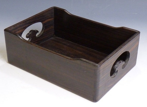 Vintage Japanese Ebony Wood Smoking Tray Box