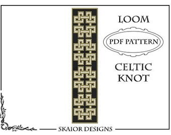 Loom Beading Pattern Celtic Knot Bracelet Cross Seed Beads Tribal Black White Loom Beaded Pattern Knotwork PDF Geometric Bookmark Loomwork